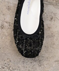 nouvelleRobe Oū 【高反発】Square スクエアトゥ グリッターバレエパンプス