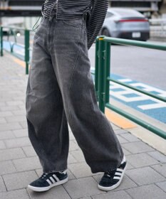 WEGO 【ユニセックス着用ITEM/SMLサイズ展開】カバーフィットバルーンデニムパンツ