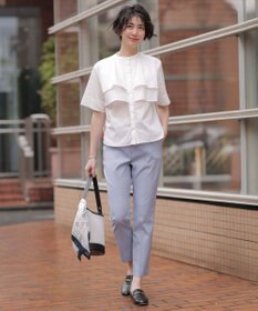 J.PRESS LADIES L 【洗える】ラミーポプリン ティアード ブラウス