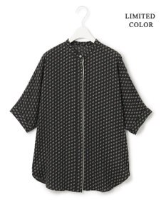 ICB 【人気のため新色追加・WEB限定カラーあり】BackSatinAmunzen 5分袖バンドカラーブラウス