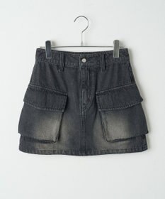 WEGO ヴィンテージウォッシュデニムカーゴミニスカート