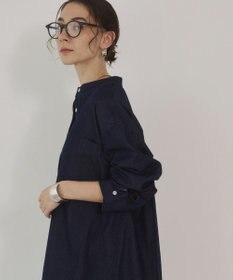 WEGO 【ANGIE VINTAGE】襟が選べる デニム チュニック シャツ （バンドカラー/レギュラーカラー）
