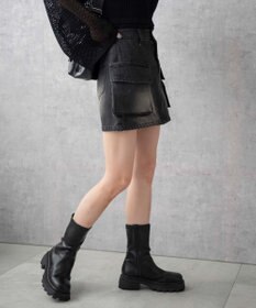 WEGO ヴィンテージウォッシュデニムカーゴミニスカート