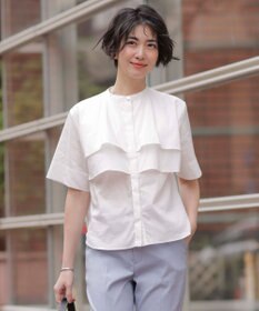 J.PRESS LADIES L 【洗える】ラミーポプリン ティアード ブラウス