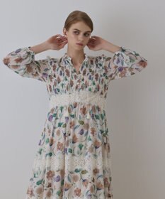 GRACE CONTINENTAL サラサプリントティアードワンピース