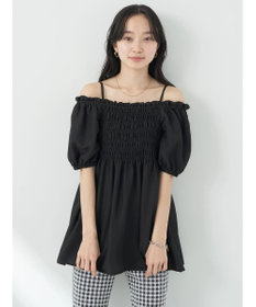 earth music&ecology ２ｗａｙショルダーシャーリングチュニック