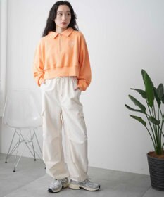 WEGO ハーフZIP襟付きショートスウェット