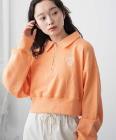 WEGO ハーフZIP襟付きショートスウェット