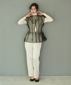 #Newans オーガンジーパネルブラウス