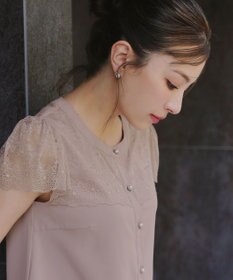 Tiaclasse L 【洗える】フレンチスリーブレースブラウス