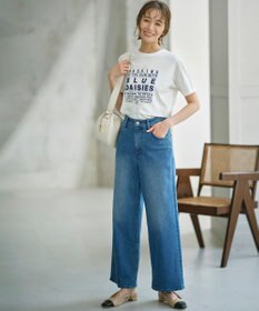 組曲 L ブルーデイジーロゴプリント Tシャツ