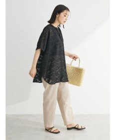 Green Parks 綿麻混バックルベルト付テーパードパンツ