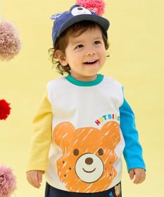 MIKI HOUSE HOT BISCUITS 【80-120cm】ビッグフェイスプリント 長袖Tシャツ