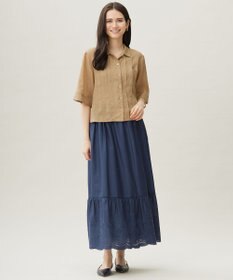 自由区 L 【カタログ掲載・接触冷感・洗える】エンブロイダリーローンティアード スカート