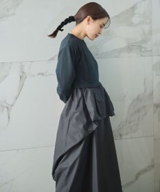 #Newans 【撥水/マシンウォッシャブル】クリオネシルエットコンビドレス