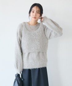 CRAFT STANDARD BOUTIQUE 洗える/ビスチェ付きシャギーニットプルオーバー