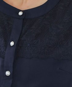 Tiaclasse L 【洗える】フレンチスリーブレースブラウス