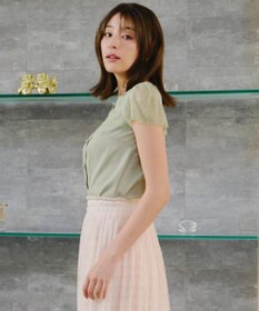 Tiaclasse L 【洗える】フレンチスリーブレースブラウス