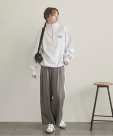 WEGO 【ANGIE VINTAGE】ワンポイント刺繍ハーフZIPスウェットプルオーバー