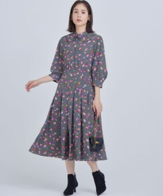 組曲 L カッティングローズプリント ワンピース