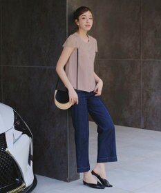 Tiaclasse L 【洗える】フレンチスリーブレースブラウス