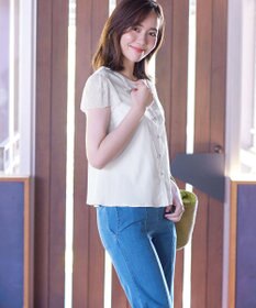 Tiaclasse L 【洗える】フレンチスリーブレースブラウス