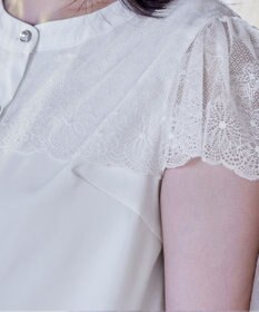 Tiaclasse L 【洗える】フレンチスリーブレースブラウス