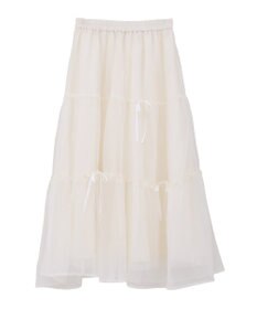 earth music&ecology リボンチュールティアードスカート
