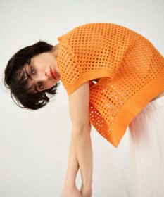 GRACE CONTINENTAL メッシュルーズニットトップ