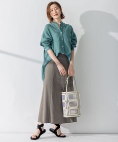 23区 S 【WEB限定カラーあり/洗える】LIBECO バンドカラー ビッグシルエット シャツ