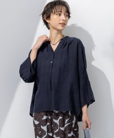 23区 L 【洗える】LIBECO タックスリーブ シャツ