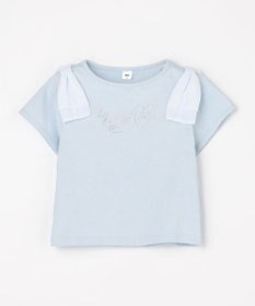 ANY KIDS 【綿100%】肩リボン×ラインストーンロゴ 半袖Tシャツ