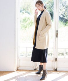 Tiaclasse 【洗える】大人華やかなアラン柄ニットカーディガン