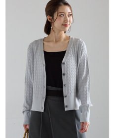 Te chichi ミニケーブル刺繍Vネックカーディガン