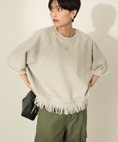 AMERICAN HOLIC フリンジ5分袖ラグランスウェット