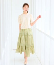 Feroux 【洗える】タックデザインティアードスカート