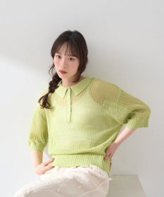earth music&ecology メッシュポロニットプルオーバー