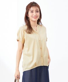 ANY SIS シルケットストライプ スキッパー カットソー