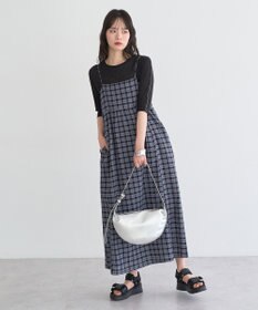 earth music&ecology シャーリングラメチェックキャミワンピース