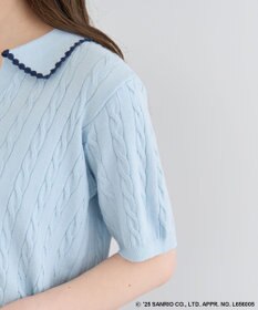 Green Parks チャーミーキティ／衿付き半袖ケーブルニット