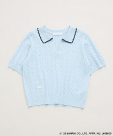 Green Parks チャーミーキティ／衿付き半袖ケーブルニット