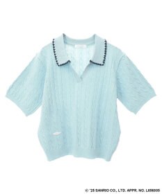 Green Parks チャーミーキティ／衿付き半袖ケーブルニット