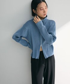 Green Parks 配色リブＺｉｐニットカーディガン