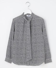 J.PRESS LADIES L ジーナ梨地 幾何プリント ブラウス