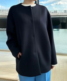 UNFILO 【洗える/シワになりにくい】ダブルフェイスジャージー　ノーカラー