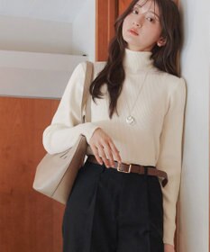 Tiaclasse L 【新色追加・洗える】リブタートルニット