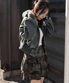 WEGO デニムショートフードブルゾン