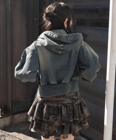 WEGO デニムショートフードブルゾン