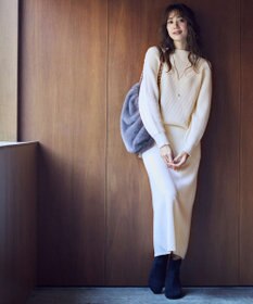 ANY SIS 【洗える・セットアップ可】アンチピリング変形畔 ボトルネック ニット