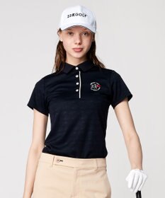 23区GOLF 【WOMEN】フラッグロゴジャガード ポロシャツ